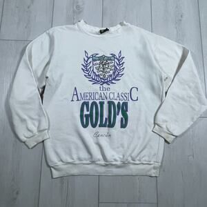 Vintage Golds Sweater Adult Medium White Gym Graphic Pullover Sweatshirt